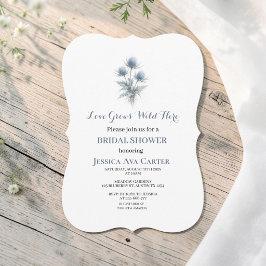 Scottish Thistle Dusty Blue Floral Bridal Shower  Inbjudningar