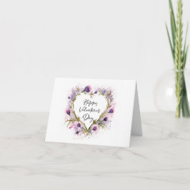 Scottish Thistle Heart Watercolor Valentine's Card Helgkort