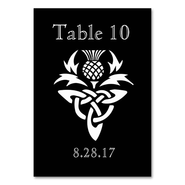 Scottish Thistle Initialer - Bord-kort - svart Bordsnummer (Framsidan)