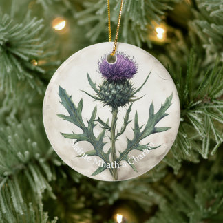 Scottish Thistle jul Ornament, Ceramic Julgransprydnad Keramik