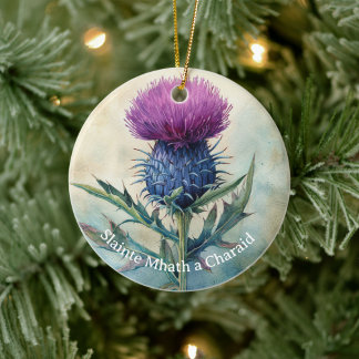 Scottish Thistle-julprydnad Julgransprydnad Keramik
