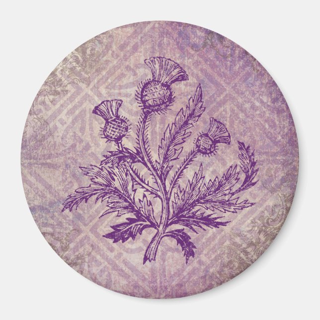 Scottish Thistle Lila Celtic Knot Magnet (Framsidan)