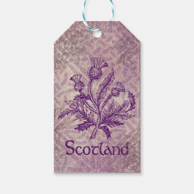 Scottish Thistle Lila Celtic Knot Presentetikett (Framsidan)
