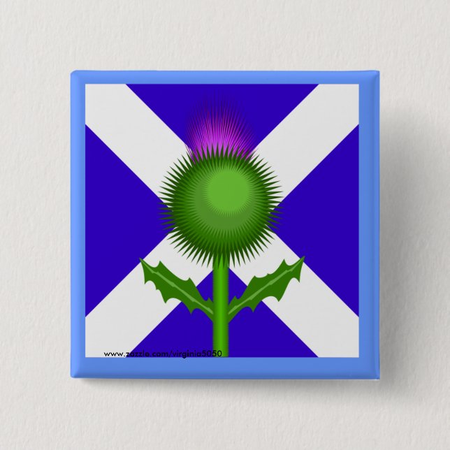 Scottish Thistle och Flagga Knapp (Framsida)