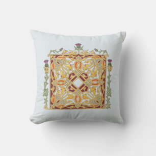 Scottish Thistle och Krona Red & Guld Celtic Knot Kudde