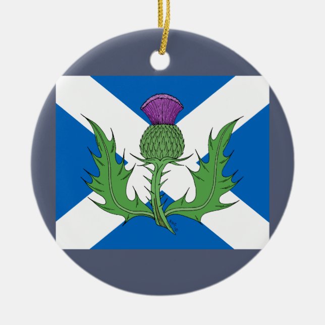 Scottish Thistle och Saltire Julgransprydnad Keramik (Framsidan)