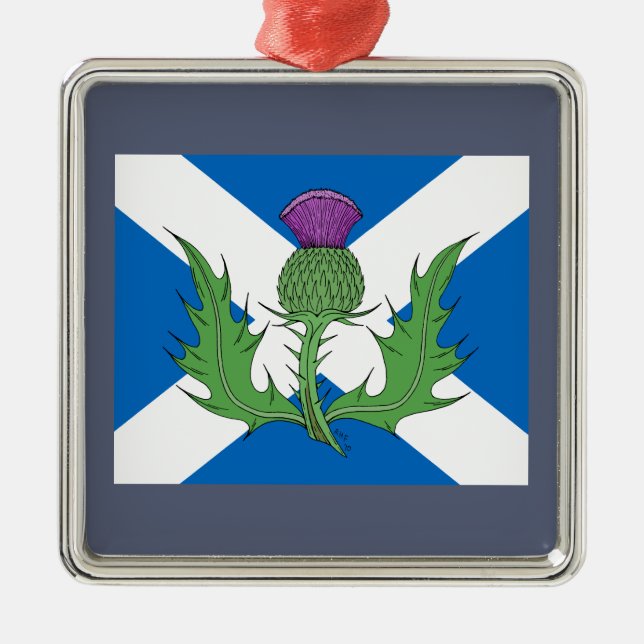 Scottish Thistle och Saltire Julgransprydnad Metall (Framsidan)