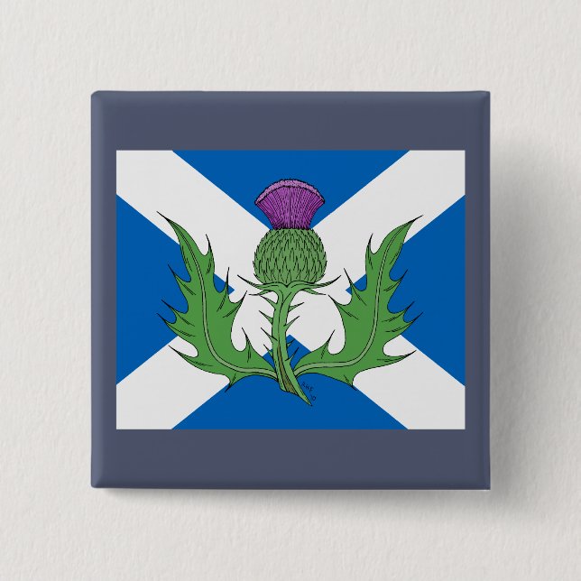 Scottish Thistle och Saltire Knapp (Framsida)