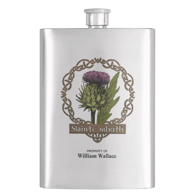 Scottish Thistle och Scots Gaelic Toast Fickplunta (Framsidan)