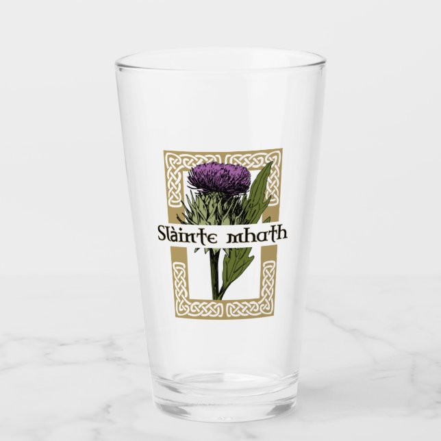 Scottish Thistle och Scots Gaelic Toast Glaskopp (Framsida)
