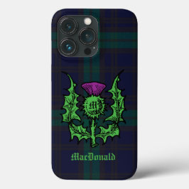 Scottish Thistle på Mörk Tartan Custom Name
