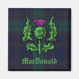 Scottish Thistle på Mörk Tartan Custom Name Magnet