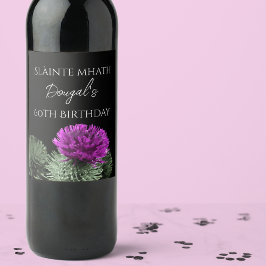 Scottish Thistle Personlig Birthday Vinflaska Etikett