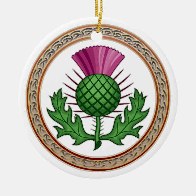 Scottish Thistle Symbol Badge Julgransprydnad Keramik (Framsidan)