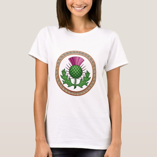 Scottish Thistle Symbol Badge T Shirt (Framsida)