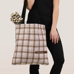 Scottish Thompson plaid tartan beige brun röd Tygkasse