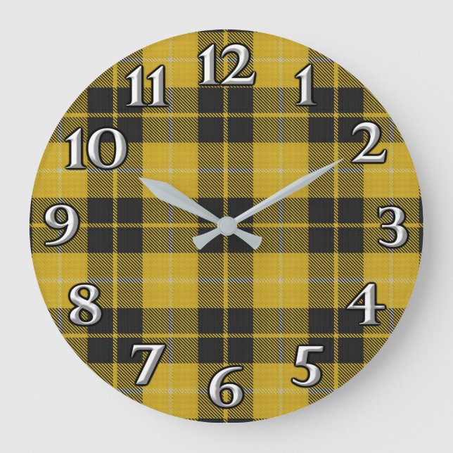 Scottish Time Accents Klan Barclay Tartan Stor Klocka (Framsida)