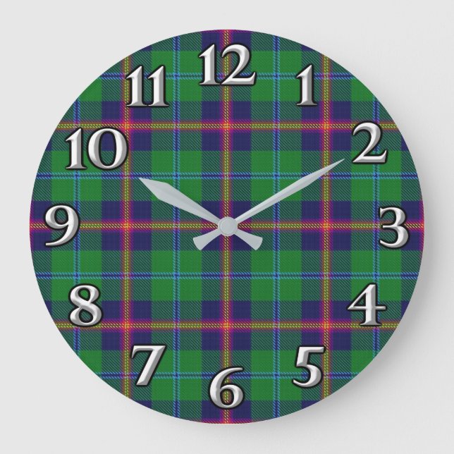 Scottish Time Accents Klan Young Tartan Stor Klocka (Framsida)