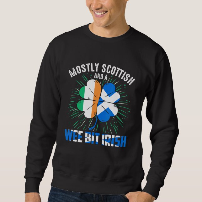 Scottish Wee Bit Irish Lång Ärmad Tröja (Framsida)