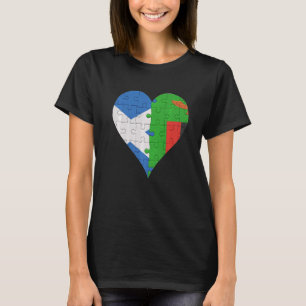 Scottish Zambian Flagga Heart T Shirt