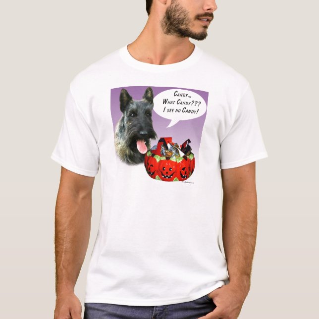ScottishTerrier Halloween Candy T-shirt (Framsida)