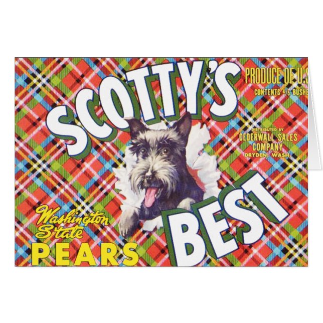 Scotts Bästa Päron - Fruktlåsetikett Hälsningskort (Framsidan Horizontal)