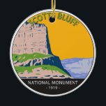 Scotts Bluff National Monument Nebraska Vintage Julgransprydnad Keramik<br><div class="desc">Skattar vektorgrafik med blåff. Området skyddar rester från landvägen,  räkor med blandat gräs,  kränkta badmarker,  handdukar och strandområden längs floden North Platte.</div>