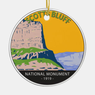 Scotts Bluff National Monument Nebraska Vintage Julgransprydnad Keramik
