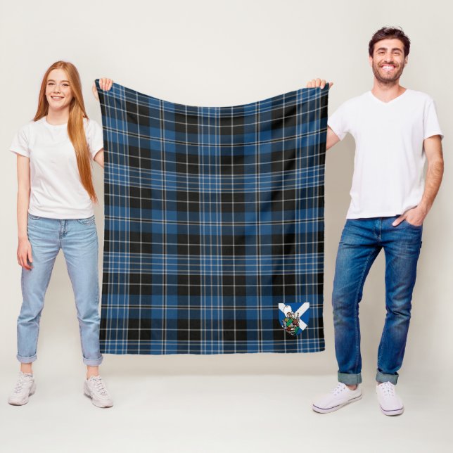 Scotts Clergy Blue Tartan Rutmönster Fleecefilt (På plats)