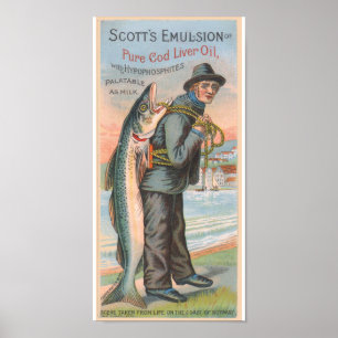 Scotts Cod Liver Oil Vintage Reklam Poster