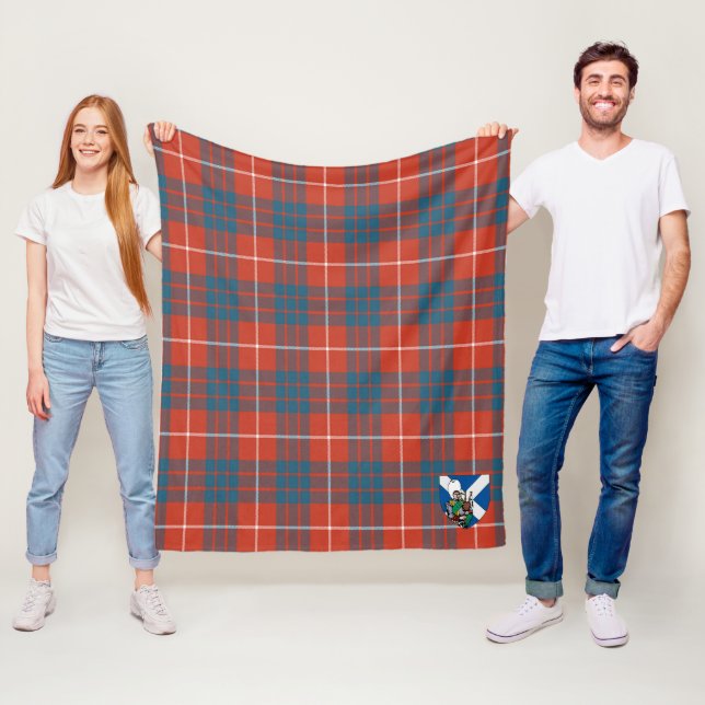 Scotts Hamiltons antika tartanrutiga mönster Fleecefilt (På plats)