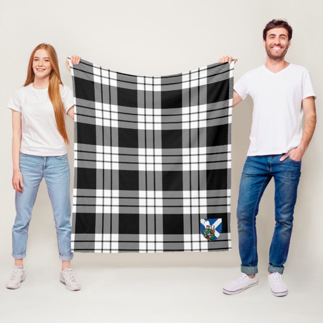 Scotts MacFarlane Svart & Vit Tartanrutig Fleecefilt (På plats)
