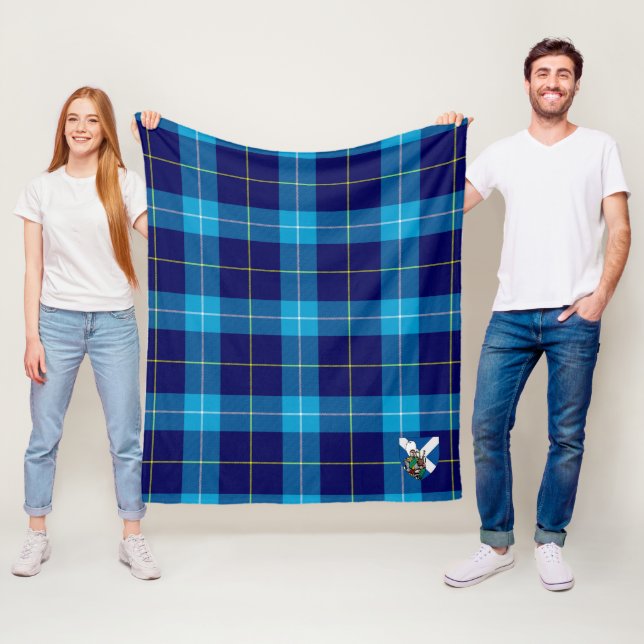 Scotts McKerrell Blå Rutmönster Plaid Fleecefilt (På plats)