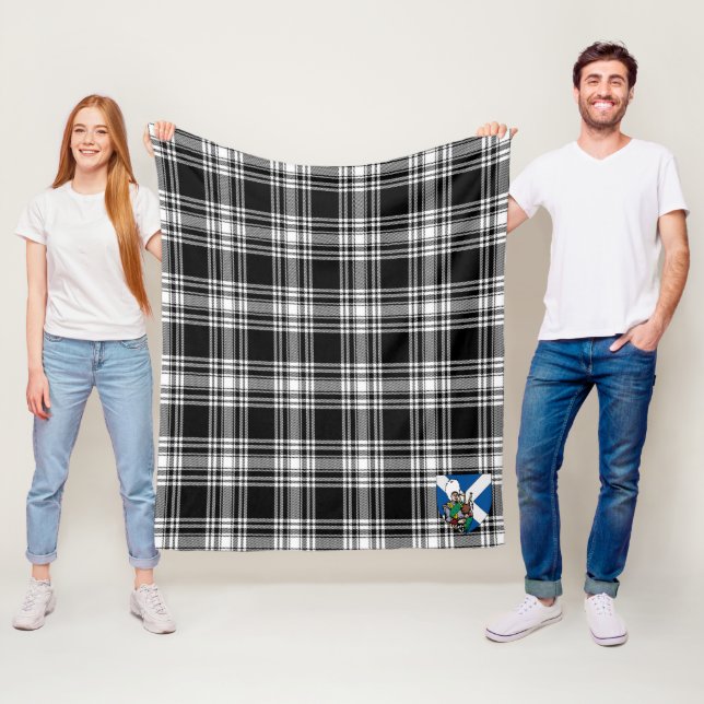 Scotts Menzies Black & White Modern Tartan Play Fleecefilt (På plats)