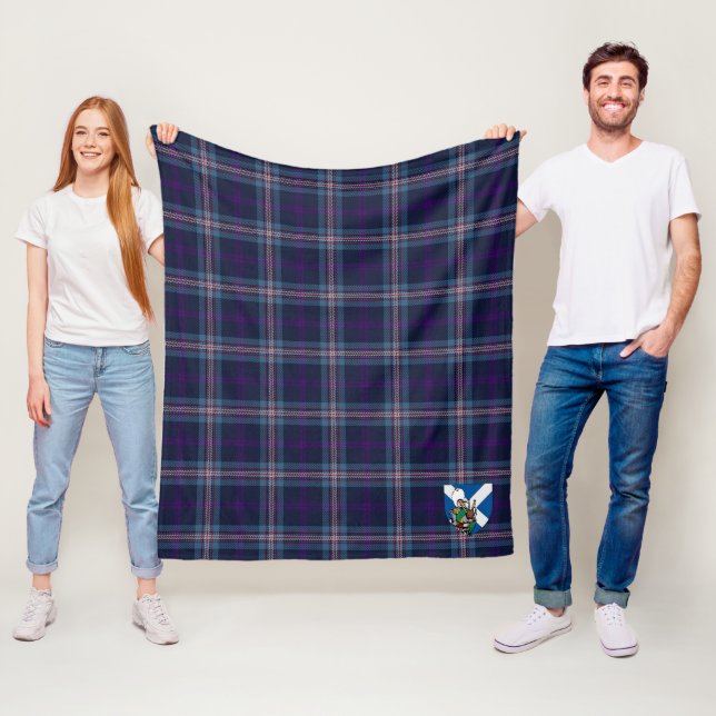 Scotts Navy Royal Tartan Rutmönster Fleecefilt (På plats)