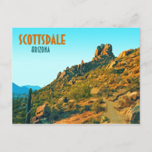 Scottsdale Arizona Cactus and Mountain Vintage Vykort