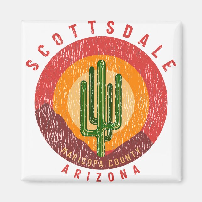 Scottsdale Arizona Cactus Mountains Magnet (Framsidan)