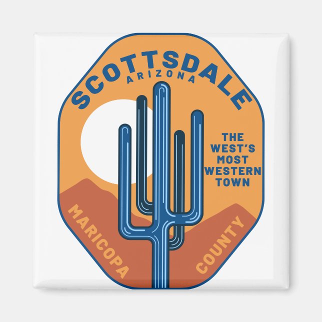 Scottsdale Arizona Cactus Mountains Magnet (Framsidan)