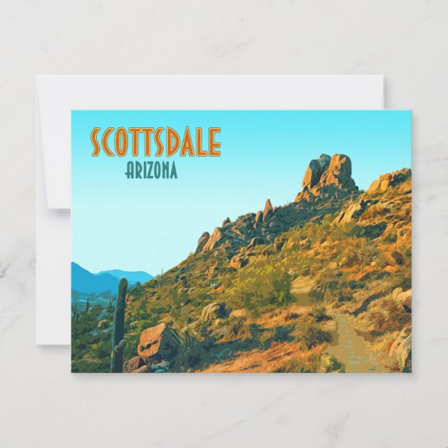 Scottsdale Arizona Cactus och Mountain Flat Card (Framsida)