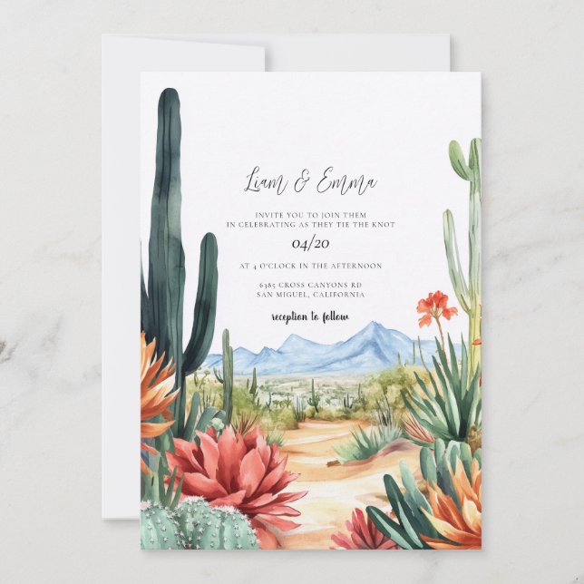 Scottsdale Arizona Desert Wedding Invitation Inbjudningar (Framsida)