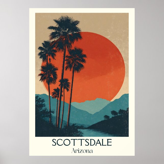 Scottsdale Arizona Retro Travel Poster (Framsidan)