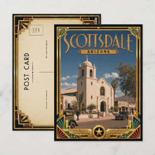 Scottsdale Arizona Vintage Art Deco Guldåldern Vykort