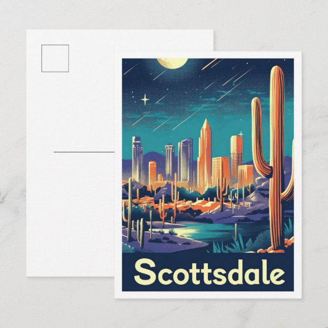 Scottsdale Arizona Vintage resor Illustration Vykort (Fram/baksida)