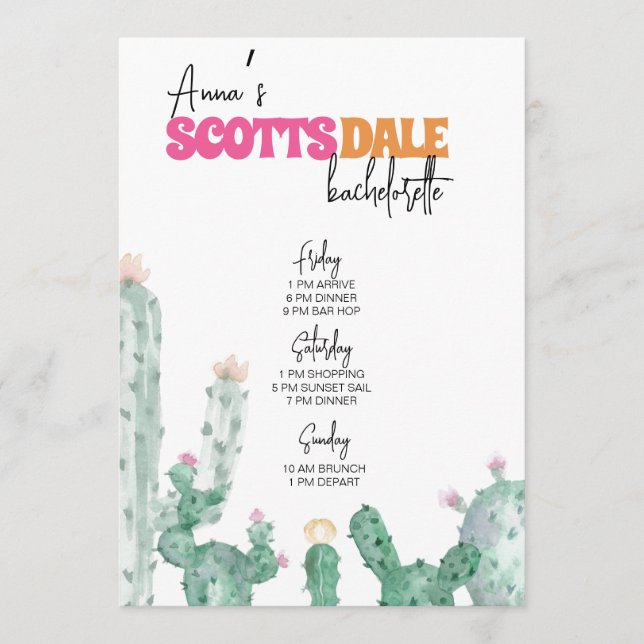Scottsdale Bachelorette Itinerary Program (Framsida)