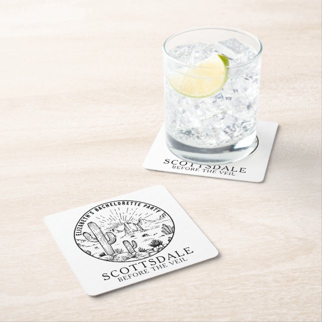 Scottsdale Bachelorette Party-Anpassningsbarna för Underlägg Papper Kvadrat (Insitu)