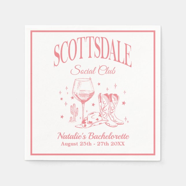 Scottsdale Bachelorette Party Vintage Papper Pappersservett (Framsidan)