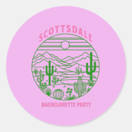 scottsdale bachelorette pink cactus runt klistermärke