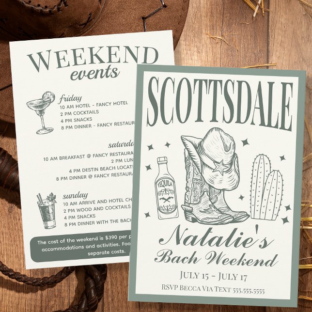 Scottsdale Bachelorette Social Cocktail Itinerary Inbjudningar (Skapare uppladdad)