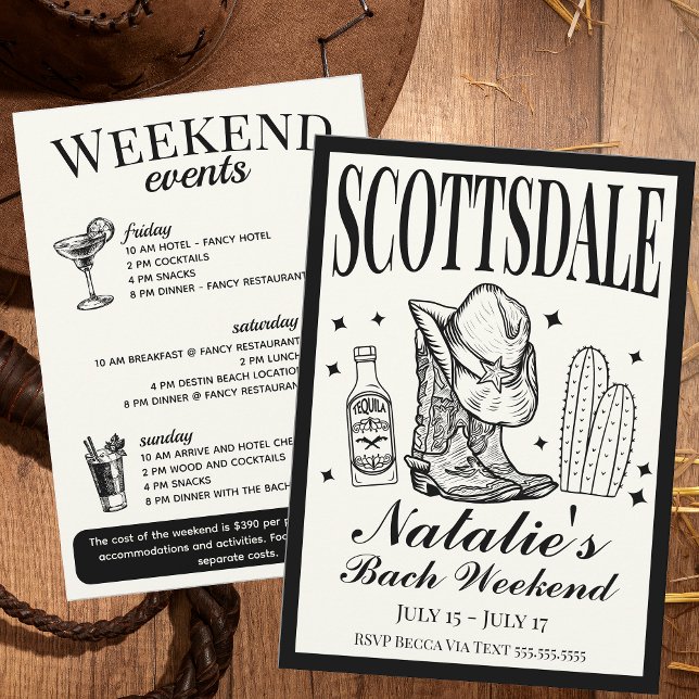 Scottsdale Bachelorette Social Cocktail Itinerary Inbjudningar (Skapare uppladdad)