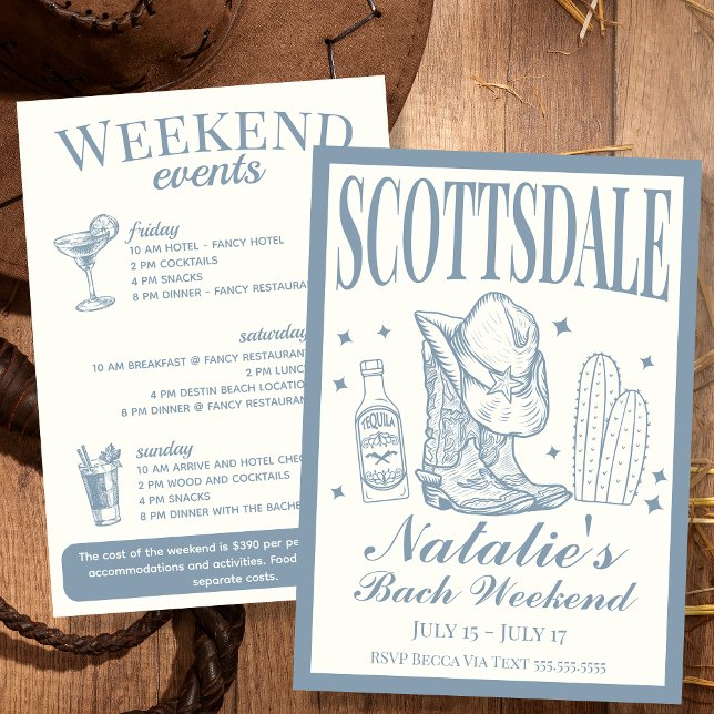 Scottsdale Bachelorette Social Cocktail Itinerary Inbjudningar (Skapare uppladdad)